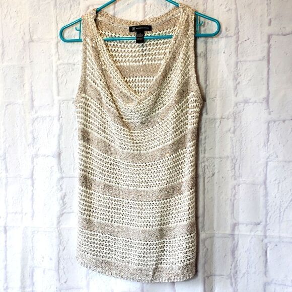 INC INTERNATIONAL CONCEPTS Loose Knit Sleeveless Sequined Top - Picture 1 of 5